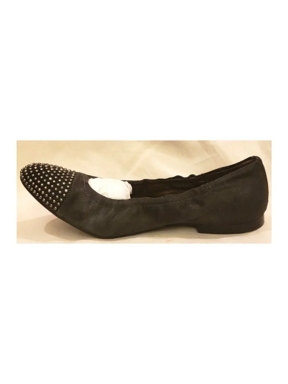 AGL Italy Studded Ballet Flats Size-EU-39.5/US~9.5 Dark Gray Leather